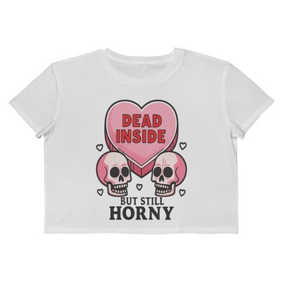 Rerun Island Women Dead Inside But Still Horny Love Short Sleeve Graphic Cotton Cropped Loose T-shirt