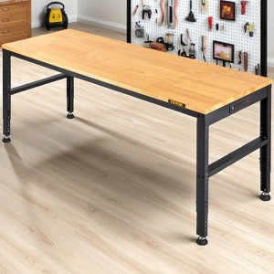 Mshliw Adjustable Height Workbench 48" x 20", Heavy Duty Garage Work Table, Built-in Power Outlets, Hardwood Top & Steel Frame for Home or Office - 1 of 4