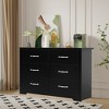SUGIFT 6 Drawer Dresser, Modern Wood Chest of Drawers with Metal Handles for Bedroom Living Room Hallway Entryway, Black - 2 of 4