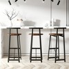 MAYEERTY Bar Stool Set of 3 - Counter Height with Back, Armless for Kitchen Island (Black & Walnut Brown) - 2 of 4