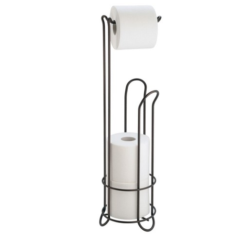 Black toilet paper holder with reserve