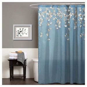 Flower Drops Federal Shower Curtain Blue/White - Lush Decor