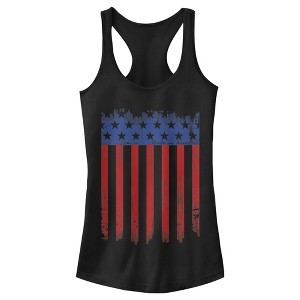 Juniors Womens Lost Gods Distressed USA Flag Racerback Tank Top - 1 of 4