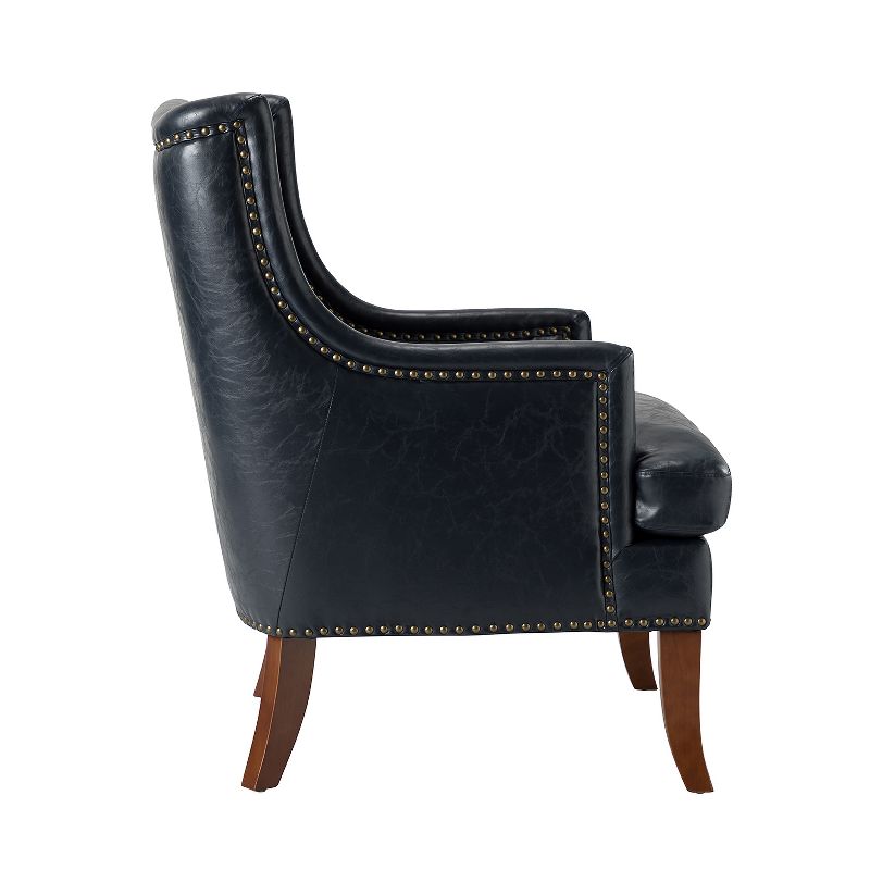 Set of 2 Nikolaus Vegan Leather Armchair with Solid Wood Legs and and Nailhead Trim for Living Room and Bed Room  | ARTFUL LIVING DESIGN, 3 of 11