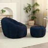Bouclé Bean Bag Chair with Ottoman, Cozy Foam-Filled Lounge Chair for Adults, Upholstered Teddy Fabric Fuzzy Beanbag Chairs– Cuddlewood - 3 of 4
