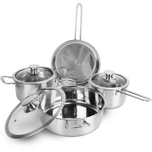 NewHome"Stainless Steel Cookware Set – Induction-Compatible, Dishwasher Safe, 2.7/3.7 Qt Stockpot, Frying Pan"Silver - 1 of 4