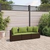 vidaXL Patio Sofa Set with Cushions Lounge Setting Outdoor Furniture Poly Rattan - Brown and Green 3 Piece - 2 of 4