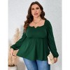 Elegant Green Plus Size Puff Sleeve Blouse for Women - Notched Neck Design, Comfortable All-Day Wear, Perfect for Any Occasion, Gift-Ready 4XL - 4 of 4
