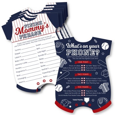 Big Dot of Happiness Batter Up - Baseball - 2-in-1 Baby Shower Cards - Activity Duo Games - Set of 20