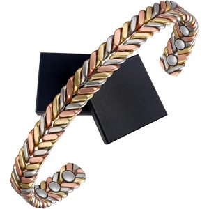 Pure Copper Bracelet for Women, with Neodymium Magnets, 99.99% Tricolor Braided - 1 of 4