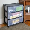 3 Drawer Wide Plastic Storage Cart with Clear Pull Out Drawers - 4 of 4