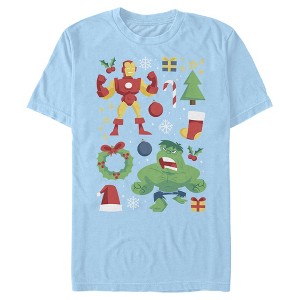 Men's Marvel Christmas Iron Man & Hulk Cheer T-Shirt - 1 of 3