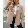Women Faux Leather Shacket Moto Biker Shirts Loose Fit Blazer Long Sleeves Button Casual Jacket - 4 of 4