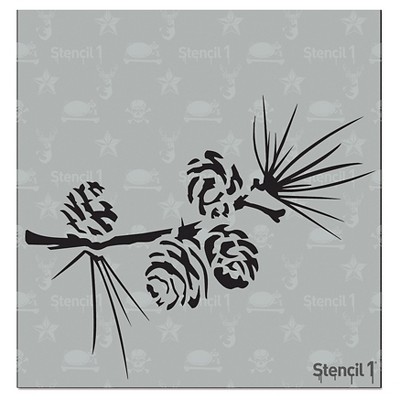 Stencil1 Pine Branch - Stencil 5.75" x 6"