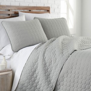 FIONECA Luxury Round Quilted Silky Soft Reversible Microfiber Quilt Set White - 1 of 4