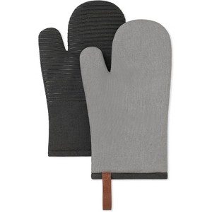 Folkulture Oven Mitts 12"x5.5" | Heat Resistant Silicone & Cotton Gloves | Cute Kitchen Cooking & Oven Mitt Set - 1 of 4