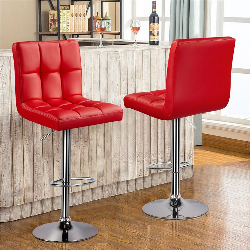 Yaheetech 2pcs Adjustable PU Leather Swivel Stool Armless Chairs with Bigger Base, 3 of 11