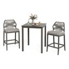 Arceso Outdoor Bar Stools, Rattan Outdoor Counter Height Bar Stools Sets, 26.5" H Woven Rope Patio Bar Chairs with Aluminum Legs , Slate Gray - 2 of 4