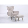 TiramisuBest Upholstered Accent Chair with Tufted Cushions & Ottoman, Velvet Modern Lounge Chair for Living Room/Home Office, Gray - 2 of 4