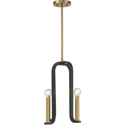Matte Black and Brass 4-Light Adjustable Pendant