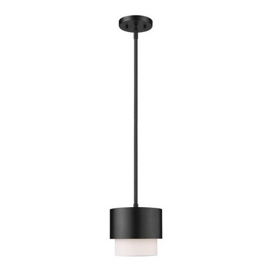 Matte Black and White Fabric Shade Pendant Light