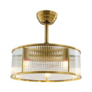 YIYIBYUS 18in Gold Modern Reversible 6-Speed Ceiling Fan with Remote for Bedroom - 1 of 4