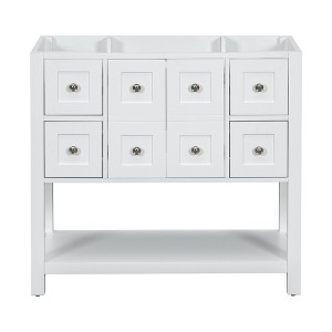 Vynxaria 36" White Freestanding Bathroom Storage Cabinet with Soft-Closing Doors and Drawers - 1 of 4