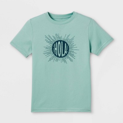 Latino Heritage Month Kids' Hola Short Sleeve T-Shirt - Mint Blue XS