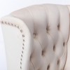 Velvet Counter Height Bar Stool, Upholstered 27" Seat Height, Wingback Breakfast Chair with Nailhead Trim and Tufted Back, Wood Legs, Set of 2 Beige - 3 of 4