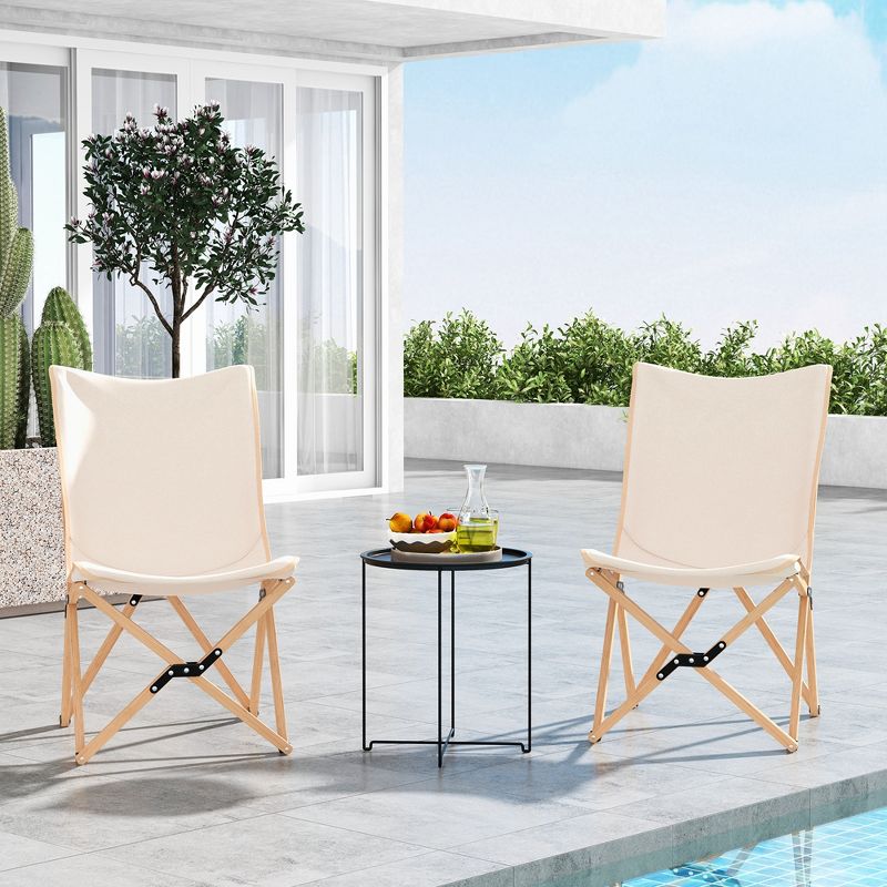 Costway Bamboo Butterfly Folding Chair Set of 2 with Storage Pocket 330 LBS Capacity, 2 of 11