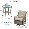 3 Piece Outdoor Patio Set, Wicker Rocking Bistro Set with 2 Swivel Chairs & Tempered Glass Top Table - 2 of 4
