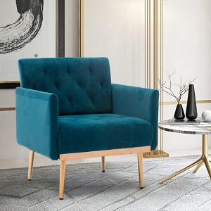 LOVMOR Modern Accent Chair w/Rose Golden feet & Upholstered,leisure single sofa for Living Room Bedroom Office - 1 of 4