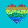Adult Design By Humans Rainbow Colored String Pride Heart By corndesign T-Shirt - 2 of 2