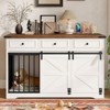 VisioGear Dog Crate with 3 Storage Drawers Side Door and Sliding Barn Door, Side End Table for 2 Dogs, White, 55.1"*23.6"*33.7" - 4 of 4