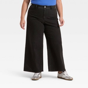 Women's High-Rise Sailor Wide Leg Ankle Jeans - Universal Thread™ Black - 1 of 4