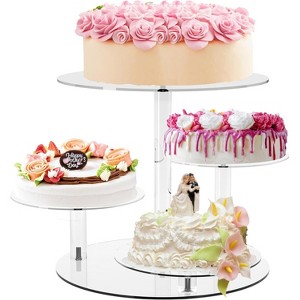 Wikineon Cupcake Stand, Round Cake Stand, 4 Tier Cupcakes and Cakes Comb for 8-12 Inch Cakes, Tiered Cupcake Tree Tower, Clear Dessert Display Stand - 1 of 4