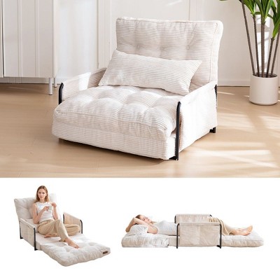 MAXYOYO Adjustable Floor Sofa Couch with Pillow, 5-Position Foldable Lazy Sofa Sleeper Bed with Armrest
