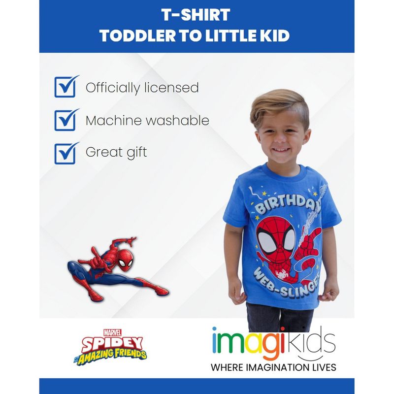 Marvel Spidey and His Amazing Friends Spider-Man Ghost-Spider Birthday Girls T-Shirt Toddler, 3 of 7
