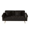 ORRD 70" Beige Velvet Sofa Bed with Nailhead Trim & Matching Pillow – Convertible Sleeper - 4 of 4