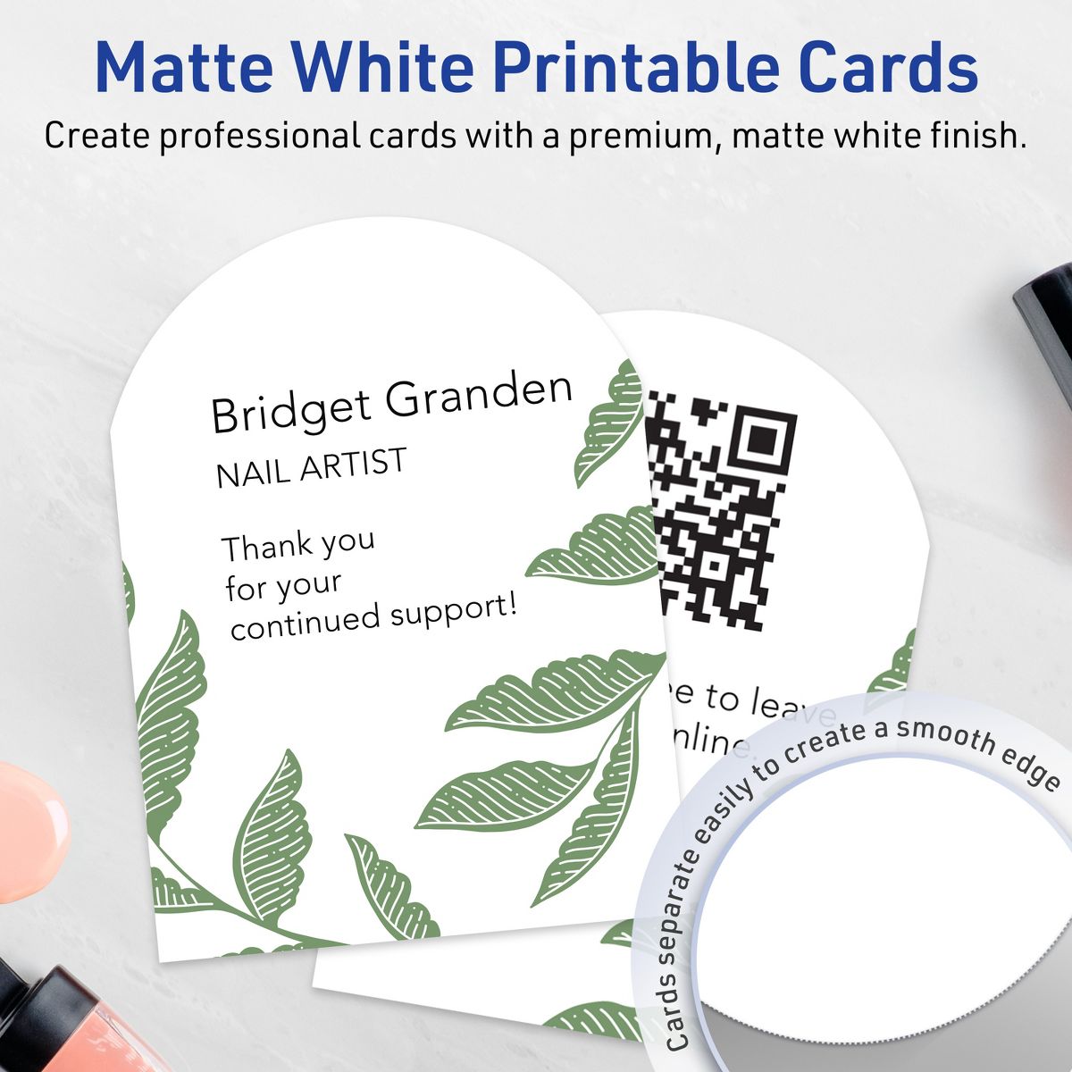 Avery Printable Arched Flat Cards, Sure Feed Technology, 4-3/4" x 3-1/2", Matte White Cardstock, Print-to-The-Edge, Laser/Inkjet Printable, 40 Total - thumbnail 3