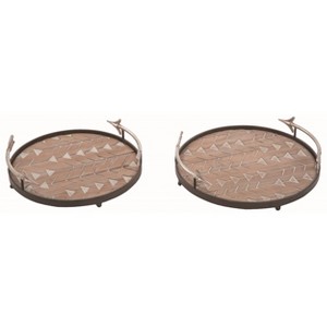 Transpac Metal 15 in. Brown Spring Arrow Trays Set of 2 - 1 of 2