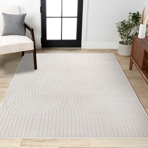 JONATHAN Y Ariana MidCentury Art Deco Striped Arches Two-Tone High-Low Area Rug - 1 of 4