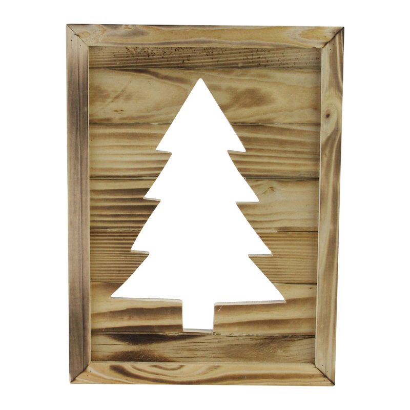 Northlight 13.75" Framed Wood Christmas Tree Cut Out Wall Hanging Decoration, 1 of 6