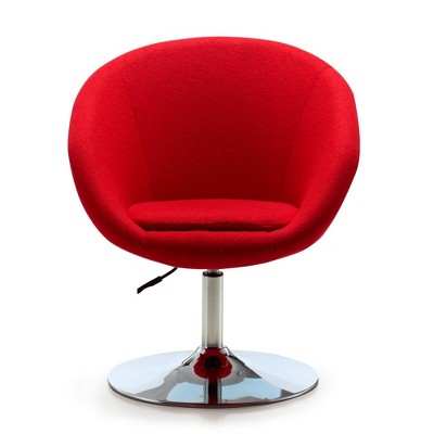 Red Wool Blend Swivel Adjustable Height Chair with Metal Base