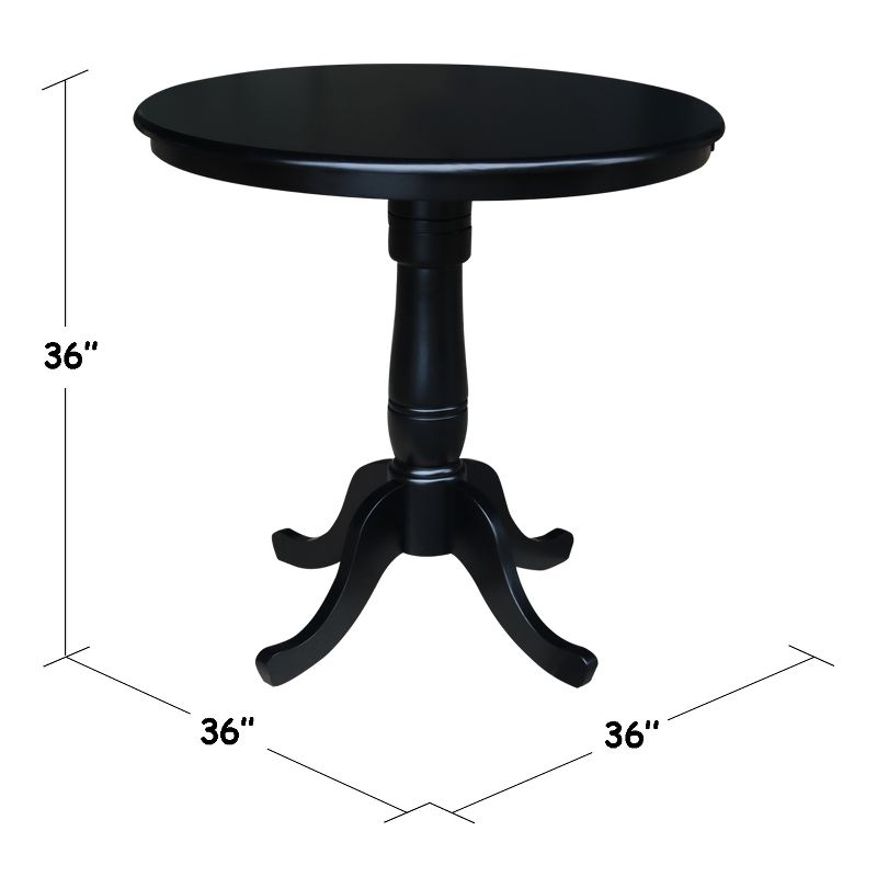 36" Round Top Pedestal Table Black - International Concepts, 4 of 6