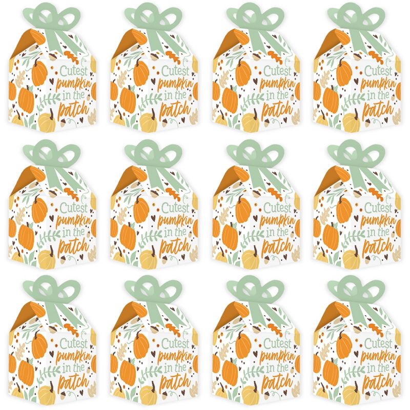 Big Dot of Happiness Little Pumpkin - Square Favor Gift Boxes - Fall Birthday Party or Baby Shower Bow Boxes - Set of 12, 5 of 9