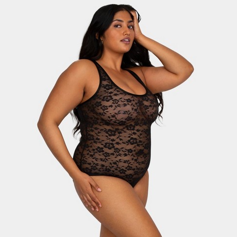 Curvy Couture Women's Plus Size No Show Lace Bodysuit : Target