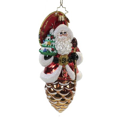 Christopher Radko 6.0" Pine Cone Santa Ornament Winter Christmas Tree  -  Tree Ornaments