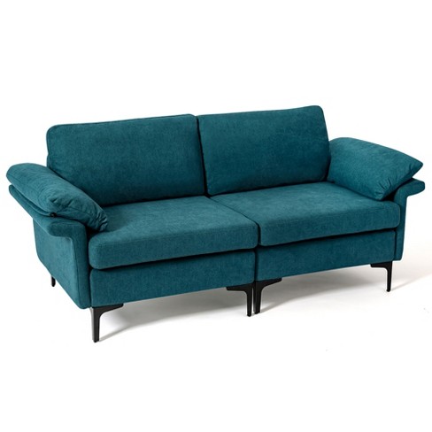 Costway Modern Loveseat Fabric 2 seat Sofa Couch For Small Space W Metal Legs Blue rust Red Target