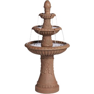 Santa Cruz 45 3/4" High Large Italian Outdoor Decor Faux Stone Floor Fountain with Light LED 3-Tier Outside Garden Patio Yard - 1 of 4